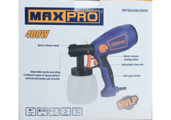 800ml Máy phun sơn dùng điện 400W Maxpro MPSG400/800V 800ml Máy phun sơn dùng điện 400W Maxpro MPSG400/800V