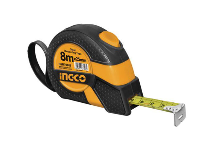 8mx25mm Thước cuộn thép nền vàng INGCO HSMT0808 8mx25mm Thước cuộn thép nền vàng INGCO HSMT0808