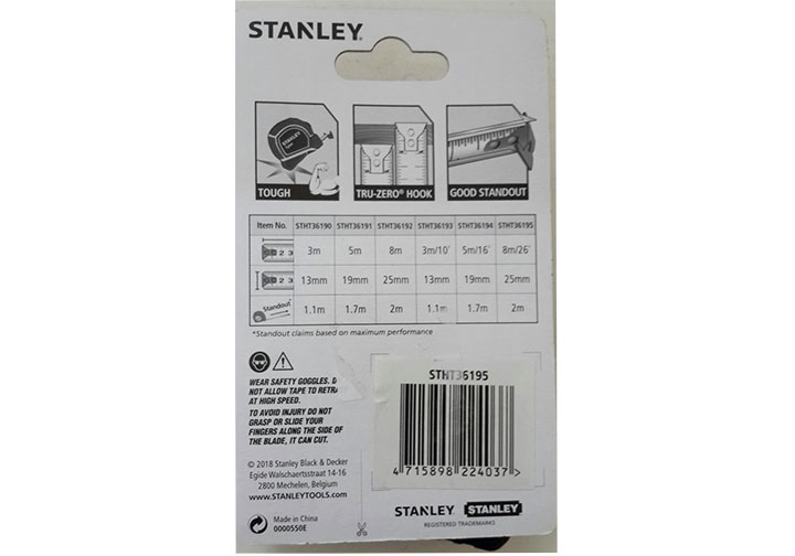8mx25mm Thước cuộn thép Stanley STHT36195 8mx25mm Thước cuộn thép Stanley STHT36195