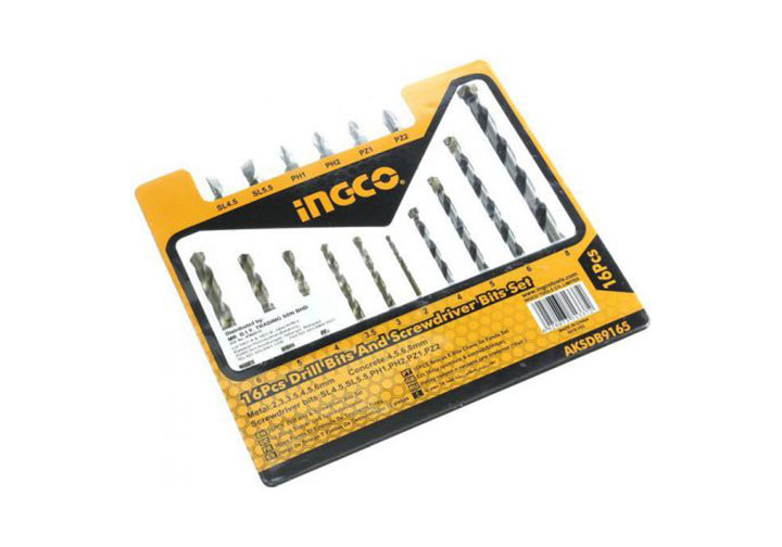 Bộ 16 mũi khoan kim loại và mũi bắt vít INGCO AKSDB9165 Bộ 16 mũi khoan kim loại và mũi bắt vít INGCO AKSDB9165