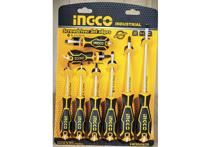 Bộ 8 tuốc nơ vít dẹp và bake đa năng INGCO HKSD0828 Bộ 8 tuốc nơ vít dẹp và bake đa năng INGCO HKSD0828