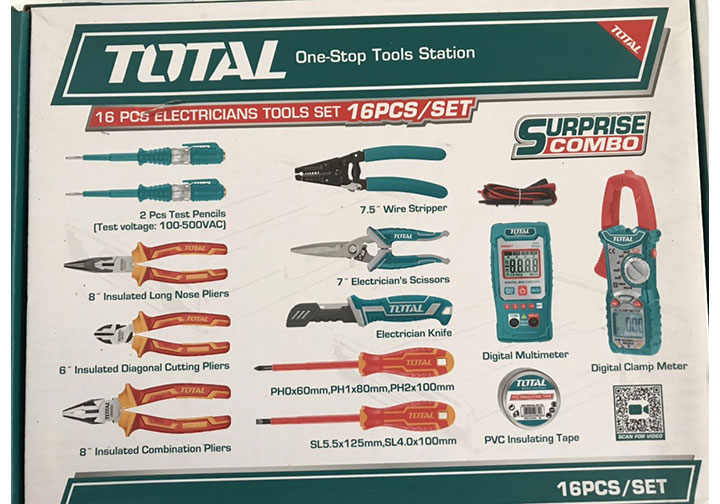 Bộ đồ nghề thợ điện 16 chi tiết Total TOS23063 Bộ đồ nghề thợ điện 16 chi tiết Total TOS23063