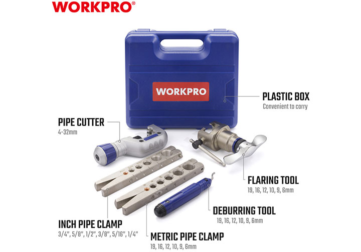 Bộ lã ống (nong ống) đồng 5 chi tiết Workpro WP303001 Bộ lã ống (nong ống) đồng 5 chi tiết Workpro WP303001