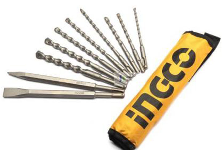 Bộ mũi khoan và đục bê tông 10 chi tiết Ingco AKD2101 Bộ mũi khoan và đục bê tông 10 chi tiết Ingco AKD2101