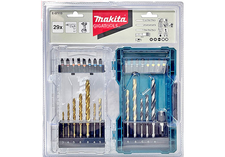 Bộ mũi khoan và mũi vít 29 chi tiết Makita E-07113 Bộ mũi khoan và mũi vít 29 chi tiết Makita E-07113