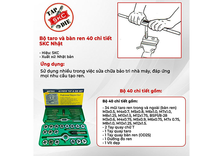 Bộ taro và bàn ren 40 chi tiết SKC Bộ taro và bàn ren 40 chi tiết SKC