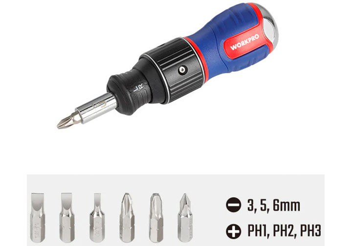 Bộ tuốc nơ tự động 6 chi tiết Workpro WP221071 Bộ tuốc nơ tự động 6 chi tiết Workpro WP221071