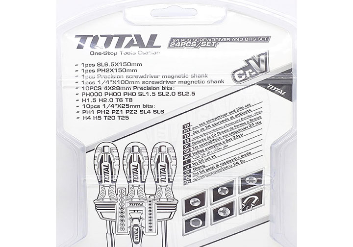 Bộ tuốc nơ vít 24 chi tiết Total TACSD302462 Bộ tuốc nơ vít 24 chi tiết Total TACSD302462