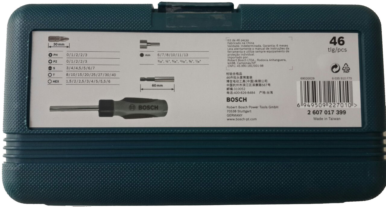 Bộ tuốc nơ vít đa năng 46 chi tiết Bosch 2607017399 Bộ tuốc nơ vít đa năng 46 chi tiết Bosch 2607017399