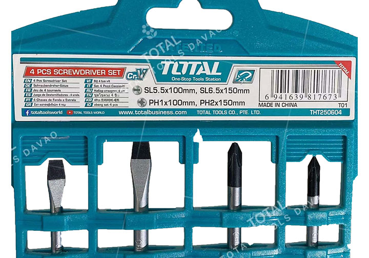 Bộ tuốc nơ vít dẹp và bake 4 chi tiết Total THT250604 Bộ tuốc nơ vít dẹp và bake 4 chi tiết Total THT250604