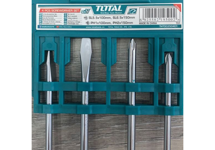 Bộ tuốc nơ vít dẹp và bake 4 chi tiết Total THTDC250401 Bộ tuốc nơ vít dẹp và bake 4 chi tiết Total THTDC250401