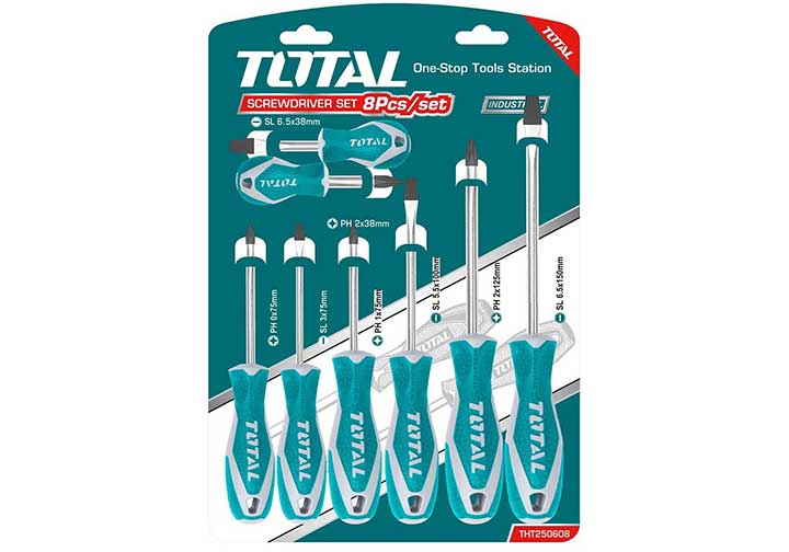 Bộ tuốc nơ vít dẹp và bake 8 chi tiết Total THT250608 Bộ tuốc nơ vít dẹp và bake 8 chi tiết Total THT250608