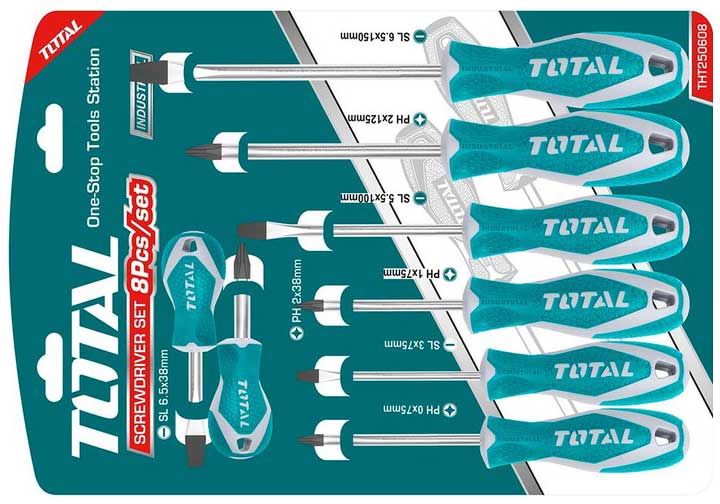 Bộ tuốc nơ vít dẹp và bake 8 chi tiết Total THT250608 Bộ tuốc nơ vít dẹp và bake 8 chi tiết Total THT250608