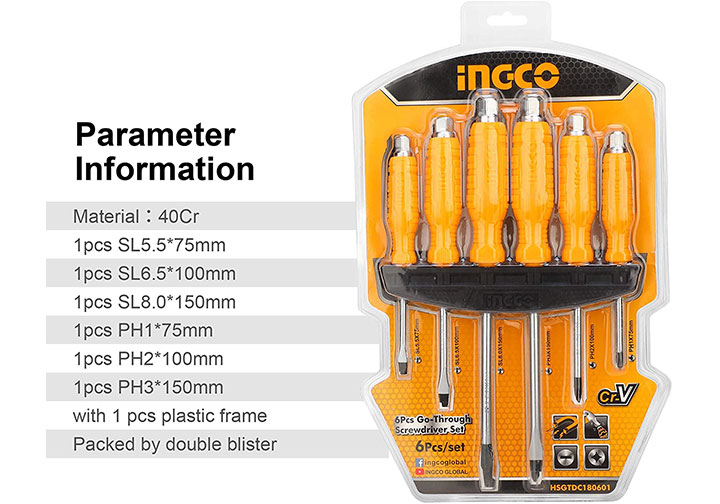 Bộ tuốc nơ vít đóng 6 chi tiết Ingco HSGTDC180601 Bộ tuốc nơ vít đóng 6 chi tiết Ingco HSGTDC180601