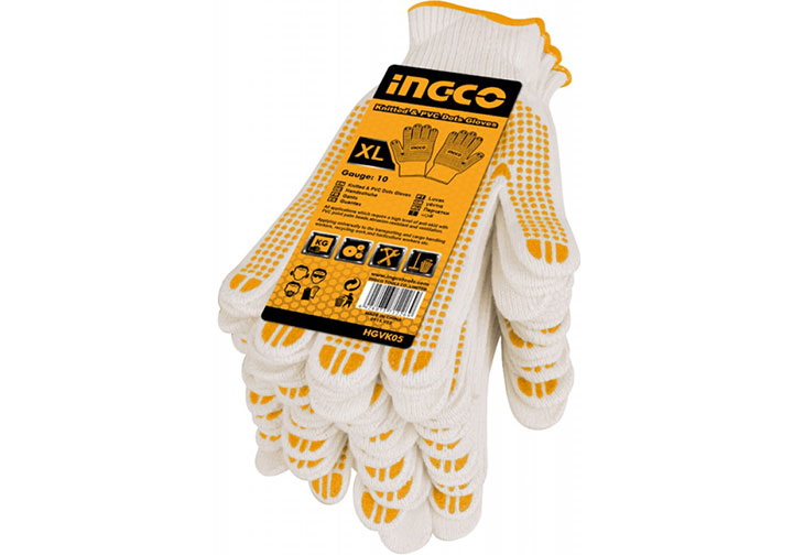 Găng tay dệt kim & có đốm chấm nhựa PVC INGCO HGVK05 Găng tay dệt kim & có đốm chấm nhựa PVC INGCO HGVK05