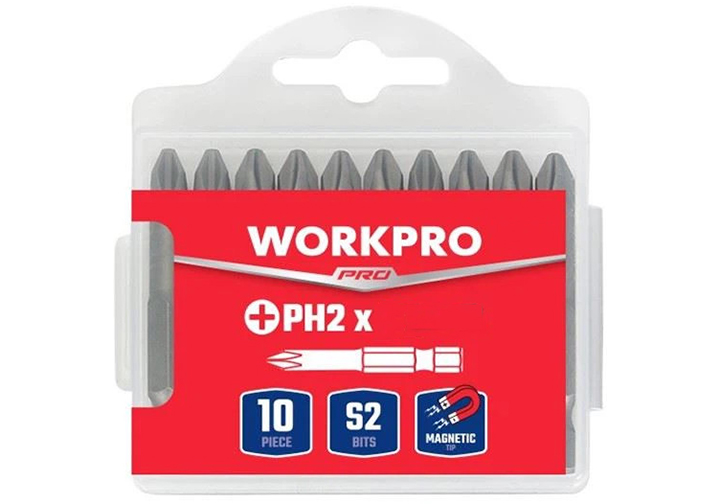 PH2x100mm Bộ 10 mũi vít bake Workpro WP408064 PH2x100mm Bộ 10 mũi vít bake Workpro WP408064