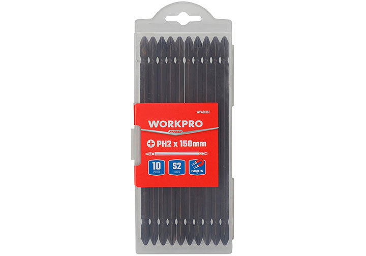 PH2x150mm Bộ mũi vít bake 2 đầu 10 chi tiết Workpro WP408161 PH2x150mm Bộ mũi vít bake 2 đầu 10 chi tiết Workpro WP408161