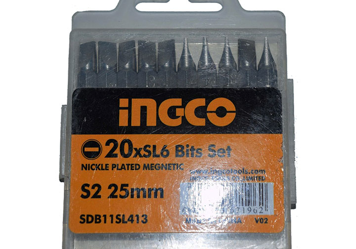 SL6x25mm Bộ mũi vít dẹp 20 mũi INGCO SDB11SL413 SL6x25mm Bộ mũi vít dẹp 20 mũi INGCO SDB11SL413