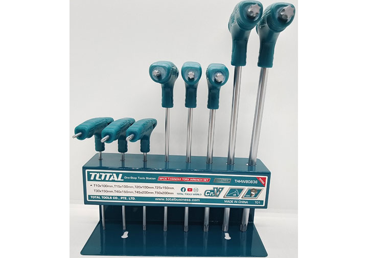T10-T50 Bộ chìa lục giác bông chữ T 8 chi tiết Total THHW80836 T10-T50 Bộ chìa lục giác bông chữ T 8 chi tiết Total THHW80836