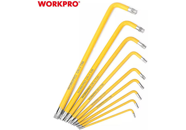 T10-T50 Bộ lục giác đầu sao (có lỗ) 9 chi tiết Workpro WP222008 T10-T50 Bộ lục giác đầu sao (có lỗ) 9 chi tiết Workpro WP222008